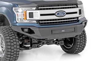 Ford F-150 Front Bumper - Rough Country - High Clearance, Skid Plate, LED Cubes and Light Bar - Flat Black - '18-'20 Ford F-150 Front Bumper - Rough Country - High Clearance, Skid Plate, LED Cubes and Light Bar - Flat Black - '18-'20